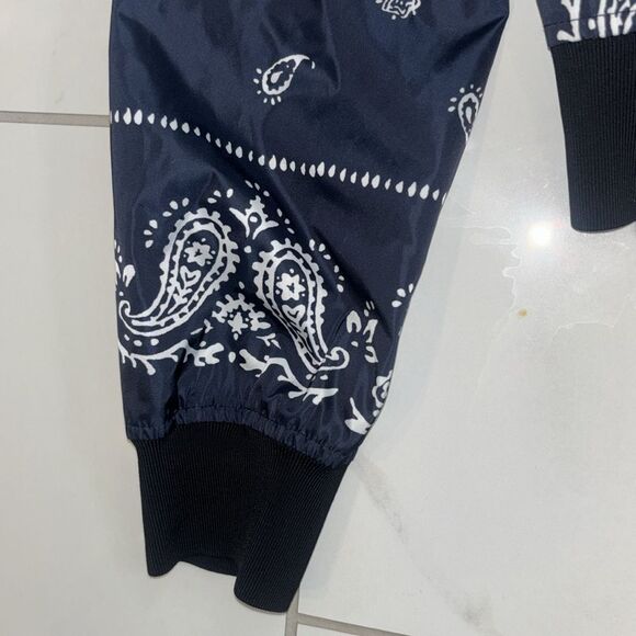 Theory Navy Bandana Embroidered Paisley Bomber Women's Jacket Sz S EUC - Picture 4 of 10